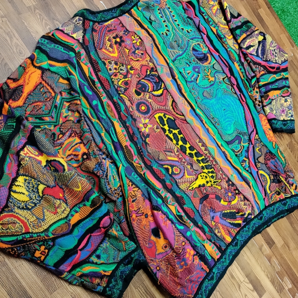Vintage 90s Coogi Animal Rainbow Vaporwave Sweater